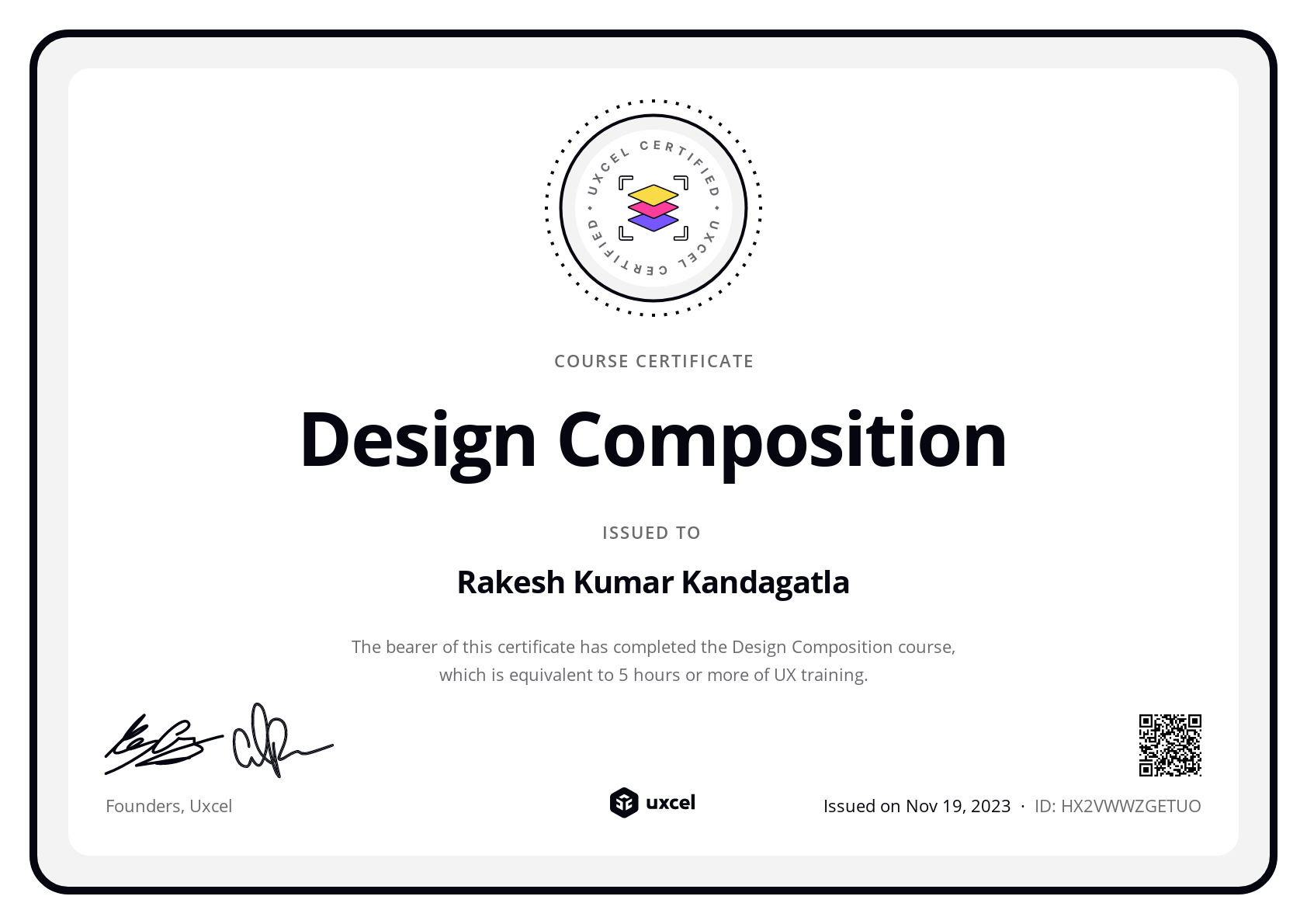 Rakesh Kumar Kandagatla's certificate